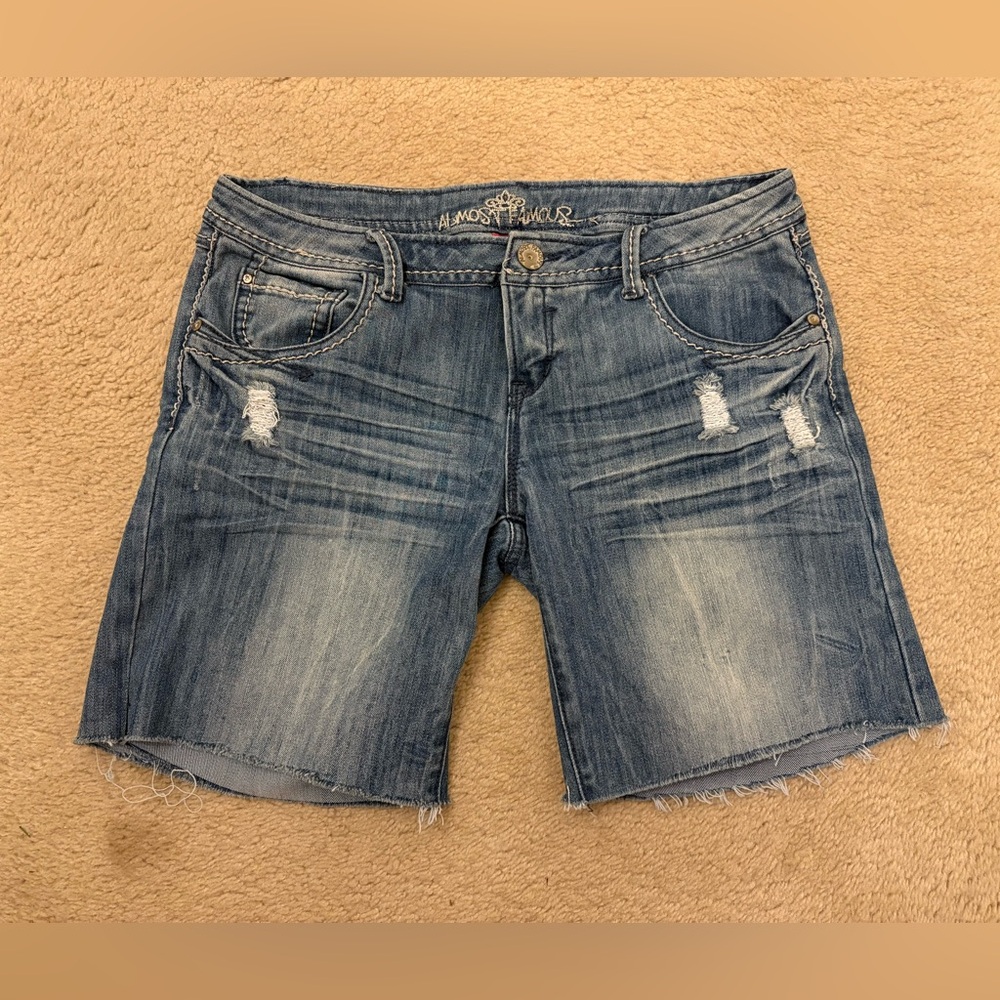 Almost Famous Distressed Blue Jean Shorts, size 13